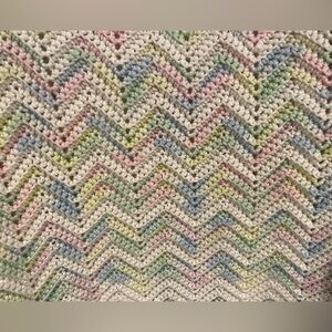 Cozy Multi-Color Crochet Baby Blanket in Great Condition. (“69 x 43”). $10